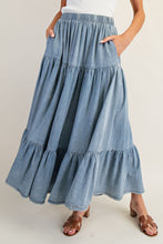 Load image into Gallery viewer, ee:some Snow Washed Maxi Skirt in Denim
