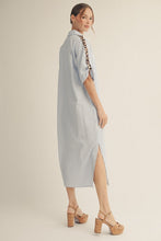 Load image into Gallery viewer, Jodifl Striped Midi Dress with Leopard Print Details in Blue

