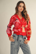 Load image into Gallery viewer, LovLov Rose Floral Cardigan in Rose Pink
