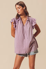 Load image into Gallery viewer, So Me Solid Color Top with Frilled Neckline in Vintage Lavender
