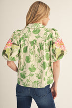 Load image into Gallery viewer, Jodifl Embroidery Detail Floral Babydoll Top in Green
