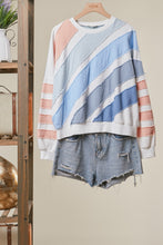 Load image into Gallery viewer, mello. Colorblock Textured Stripe Pullover Top in Off White
