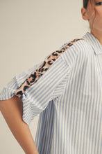 Load image into Gallery viewer, Jodifl Striped Midi Dress with Leopard Print Details in Blue

