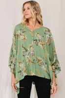 Oddi OVERSIZED Leaf Print Top in Sage ON ORDER