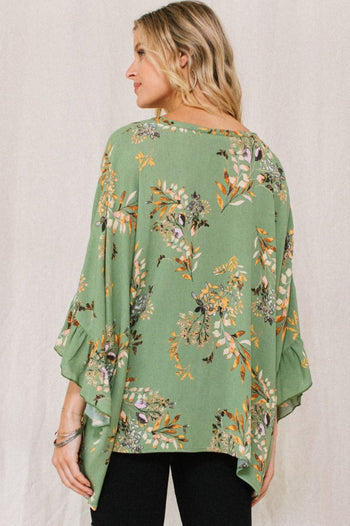 Oddi OVERSIZED Leaf Print Top in Sage ON ORDER