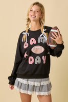 Main Strip Game Day Patchwork Top in Black