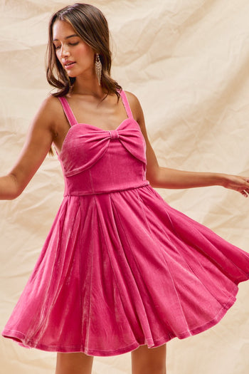 So Me Christmas Holiday Velvet Mini Dress in Pink