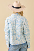 Main Strip Vintage Print Quilted Woven Jacket in Light Blue