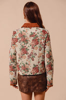 So Me Floral Jacquard Jacket with Corduroy Details in Floral