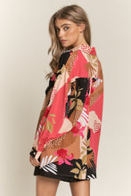 Load image into Gallery viewer, J.nna Multi Print Button Down Top in Clay Garden Shirts &amp; Tops J.nna   
