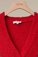 mello. Christmas Tree Embroidered Soft Cardigan in Red