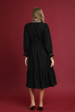 Load image into Gallery viewer, Umgee Leopard Trimmed Midi Dress in Black ON ORDER
