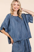 Load image into Gallery viewer, Mittoshop Oversized Chambray Top in Dark Denim
