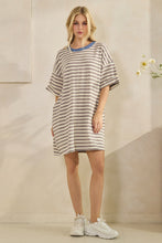 Load image into Gallery viewer, Veveret OVERSIZED Striped T-Shirt Dress in Cream

