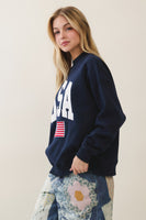 Veveret USA Patched Sweatshirt in Navy