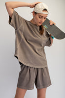 Rae Mode Pigment Washed Cotton Top and Short Set in Mocha