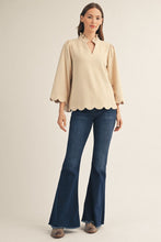 Load image into Gallery viewer, Jodifl Scallop Edge Detail Faux Suede Top in Champagne
