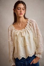 Load image into Gallery viewer, So Me 3D Floral Lace Scallop Edge Blouse in Cream
