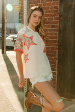 Load image into Gallery viewer, BiBi Cotton Gauze Top With Mix N Match Star Patches in Vanilla
