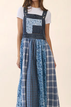 Load image into Gallery viewer, Oddi Mixed Patchwork Overall Dress in Denim Multi
