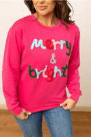 Grace+Emma Merry & Bright Sweatshirt in Hot Pink