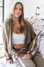 Load image into Gallery viewer, ee:some Lace Trim Mock Neck Zip Up Jacket in Olive Blush
