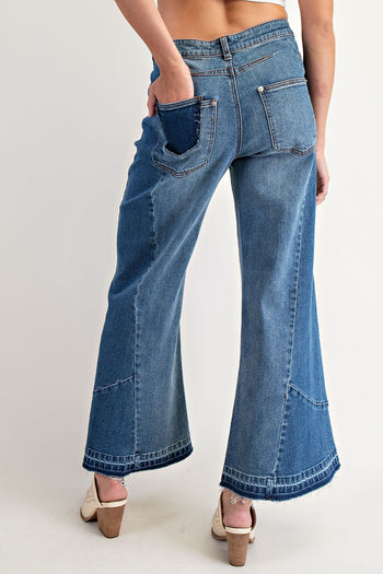 ee:some Frayed Pocket Boot Cut Jeans in Denim