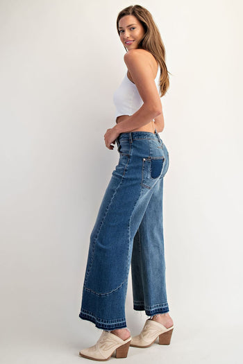 ee:some Frayed Pocket Boot Cut Jeans in Denim