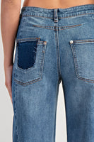 ee:some Frayed Pocket Boot Cut Jeans in Denim
