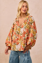 Load image into Gallery viewer, BiBi Rose Floral Mix Print Exaggerated Balloon Sleeve Top in Floral
