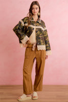 BiBi Boho Lace Trim Camo Shacket in Camouflage