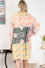 Load image into Gallery viewer, BlueVelvet Double Breasted Mixed Floral Patchwork Jacket in Pink Combo
