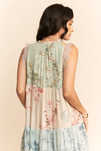 Load image into Gallery viewer, Davi &amp; Dani Mixed Print Floral Color Block Maxi Dress in Sage Multi

