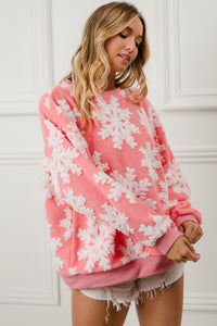 BiBi Christmas Snowflake Pullover Top in Pink