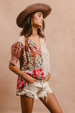 Load image into Gallery viewer, BiBi Mix N Match Woven Peasant Top in Rose Mix
