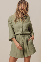 Load image into Gallery viewer, BiBi Crinkle Gauze Shirt And Short Set in Sage
