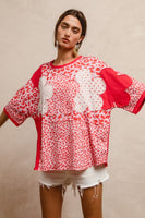 BiBi Mix N Match Top with Floral Patches in Pink Leopard