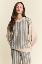 Load image into Gallery viewer, J.nna Vertical Stripe Dolman Sweater in Blue Beige
