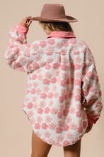 Load image into Gallery viewer, BiBi OVERSIZED Floral Jacquard Mix n Match Fleece and Corduroy Shacket in Pink/Blush
