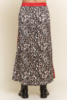 J.nna Leopard Print Satin Mini Skirt with Contrasting Stripes in Leopard