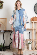 Load image into Gallery viewer, BlueVelvet Oversized Mixed Fabric Top in Denim-Blue
