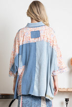 Load image into Gallery viewer, BlueVelvet Oversized Mixed Fabric Top in Denim-Blue
