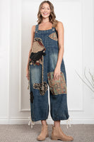BlueVelvet Denim Capri Overalls with Mixed Patches in Denim ON ORDER