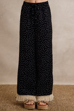 Load image into Gallery viewer, So Me Polka Dot Wide-Leg Pants With Lace Hem in Black
