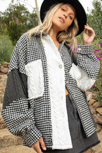 Load image into Gallery viewer, POL Houndstooth Panel Shacket in Black ON ORDER Shacket POL Clothing   
