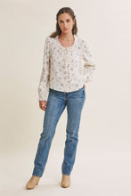 Load image into Gallery viewer, In February Floral Cotton Gauze Blouse in Dusty Blue
