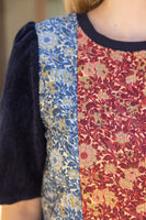 VOY Ostrich Feathered Hem Multi Color Jacquard Top in Multi