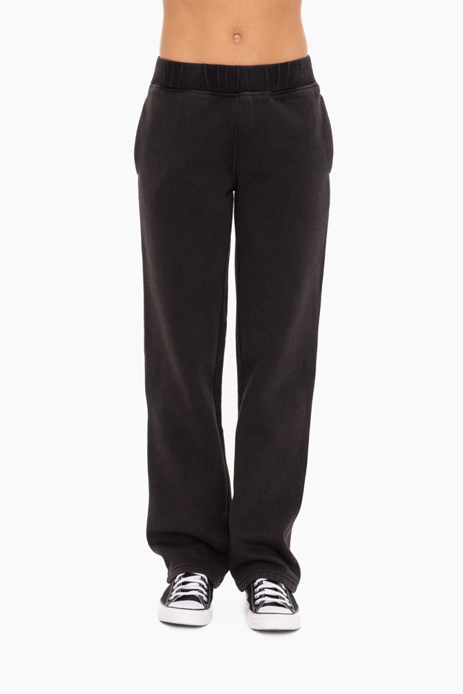 Mono B Vintage Washed Fleece Pants in Black