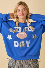 Load image into Gallery viewer, Main Strip Game Day Patchwork Top in Royal Blue
