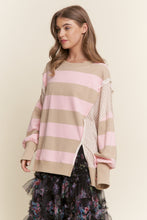 Load image into Gallery viewer, J.nna OVERSIZED Striped and Gingham Sweatshirt in Strawberry Shortcake
